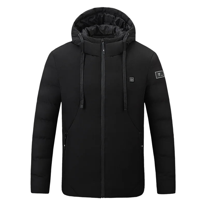 Smart Heating Cotton Jacket for Men with USB Hood Electric Thermal Constant Temperature Clothing Warm Polyester Inner Fabric