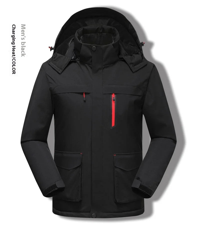 Intelligent Heating Jacket Men Women Electric Thermal Warm Winter Coat Charging Heated Windproof Outdoor Sports Skiing Jacket