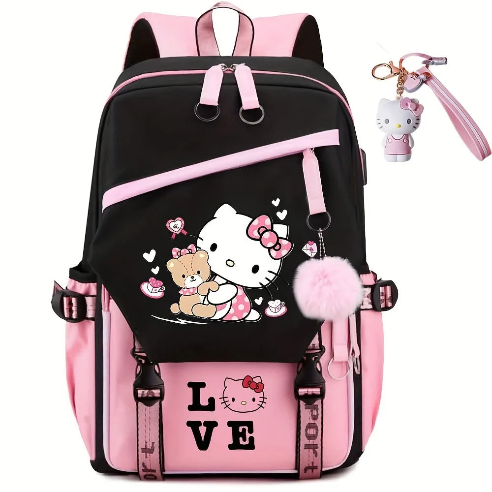 Kuromi Cartoon Backpack Hello Kitty Large Capacity Cute Laptop Travel Bag Shoulder Handbag for Student