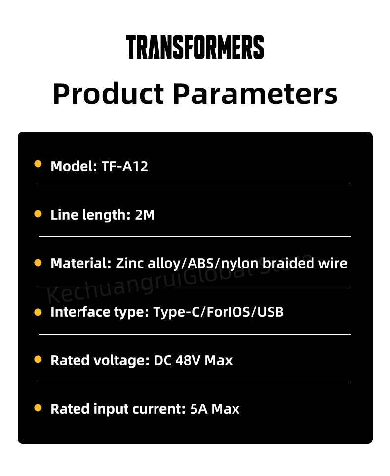 Transformers PD 240W Metal Nylon USB Charger Cable for iPhone 16 15 14 13 Pro Max 5A Fast Charging Data Cord 2M Braided Wire RGB