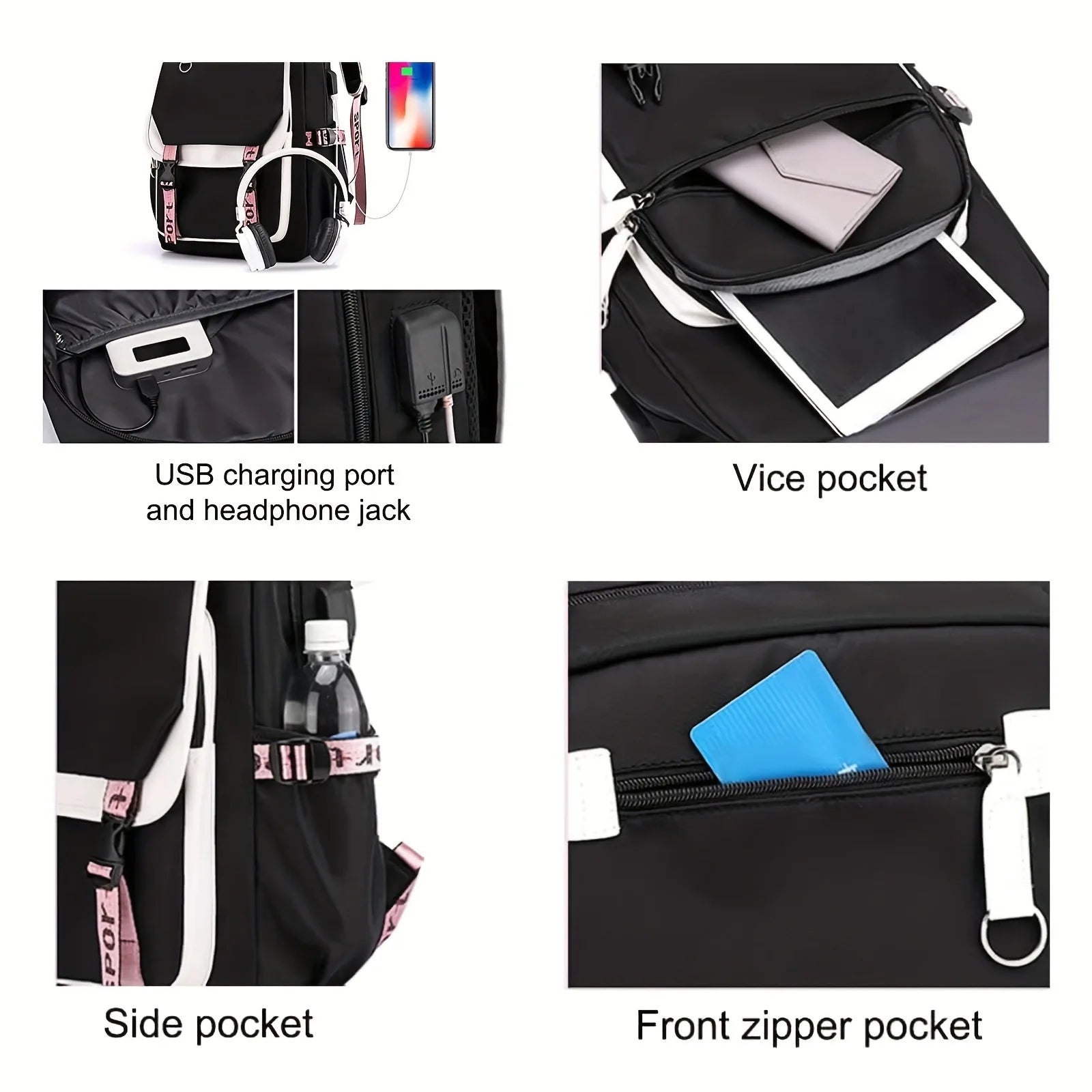 Kuromi Cartoon Backpack Hello Kitty Large Capacity Cute Laptop Travel Bag Shoulder Handbag for Student