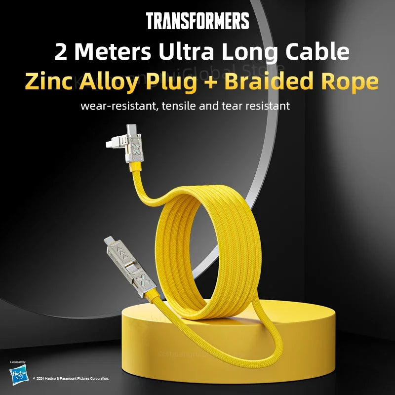 Transformers PD 240W Metal Nylon USB Charger Cable for iPhone 16 15 14 13 Pro Max 5A Fast Charging Data Cord 2M Braided Wire RGB