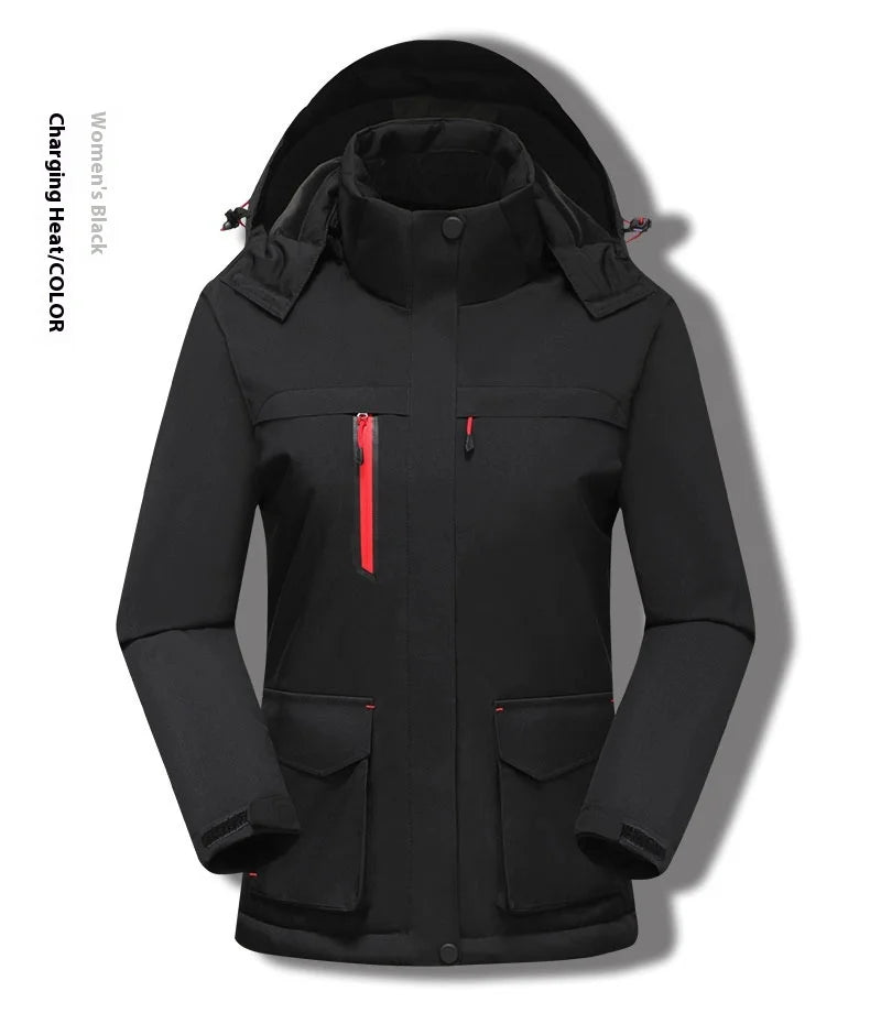 Intelligent Heating Jacket Men Women Electric Thermal Warm Winter Coat Charging Heated Windproof Outdoor Sports Skiing Jacket