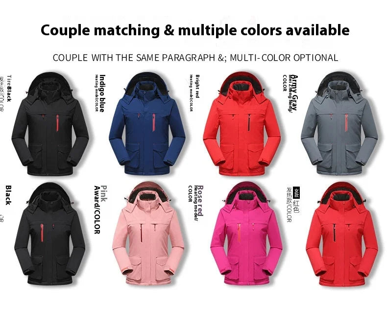 Intelligent Heating Jacket Men Women Electric Thermal Warm Winter Coat Charging Heated Windproof Outdoor Sports Skiing Jacket