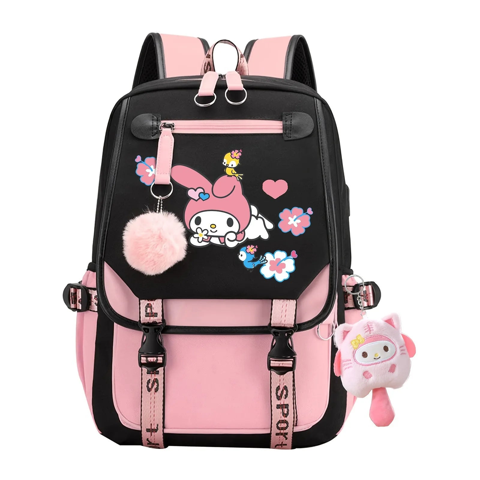 Kuromi Cartoon Backpack Hello Kitty Large Capacity Cute Laptop Travel Bag Shoulder Handbag for Student