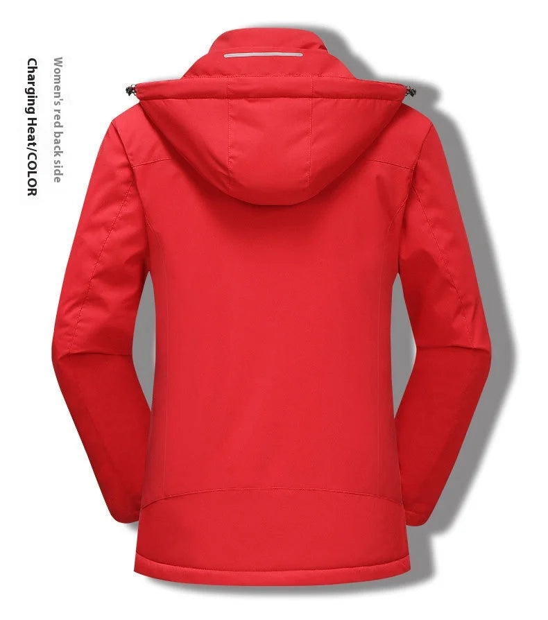 Intelligent Heating Jacket Men Women Electric Thermal Warm Winter Coat Charging Heated Windproof Outdoor Sports Skiing Jacket