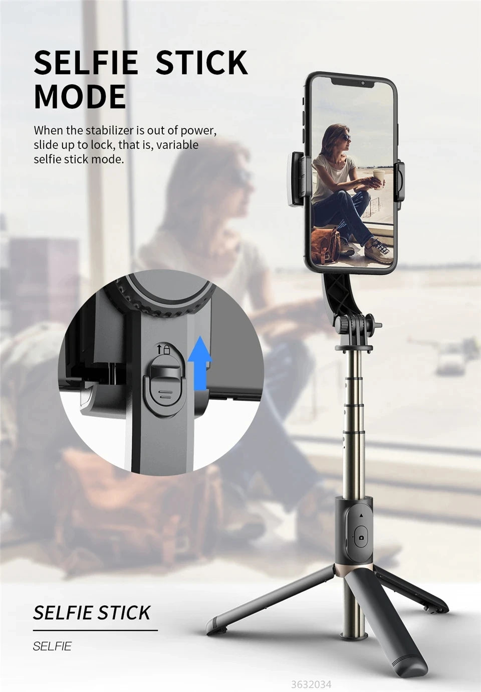 2025 NEW Gimbal Stabilizer Selfie Stick Foldable Wireless Tripod with Bluetooth Shutter Monopod for IOS Android