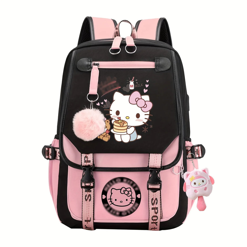 Kuromi Cartoon Backpack Hello Kitty Large Capacity Cute Laptop Travel Bag Shoulder Handbag for Student
