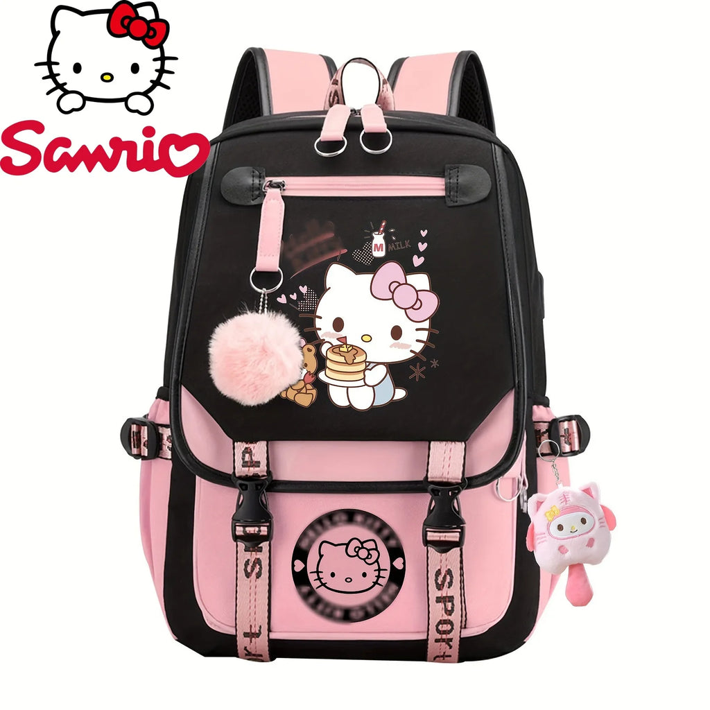 Kuromi Cartoon Backpack Hello Kitty Large Capacity Cute Laptop Travel Bag Shoulder Handbag for Student