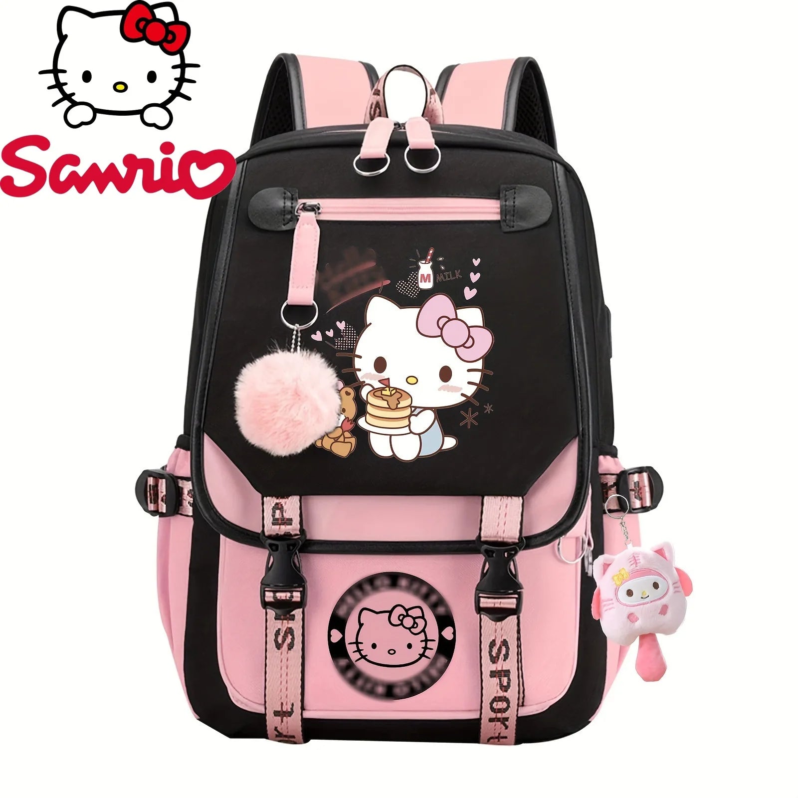 Kuromi Cartoon Backpack Hello Kitty Large Capacity Cute Laptop Travel Bag Shoulder Handbag for Student