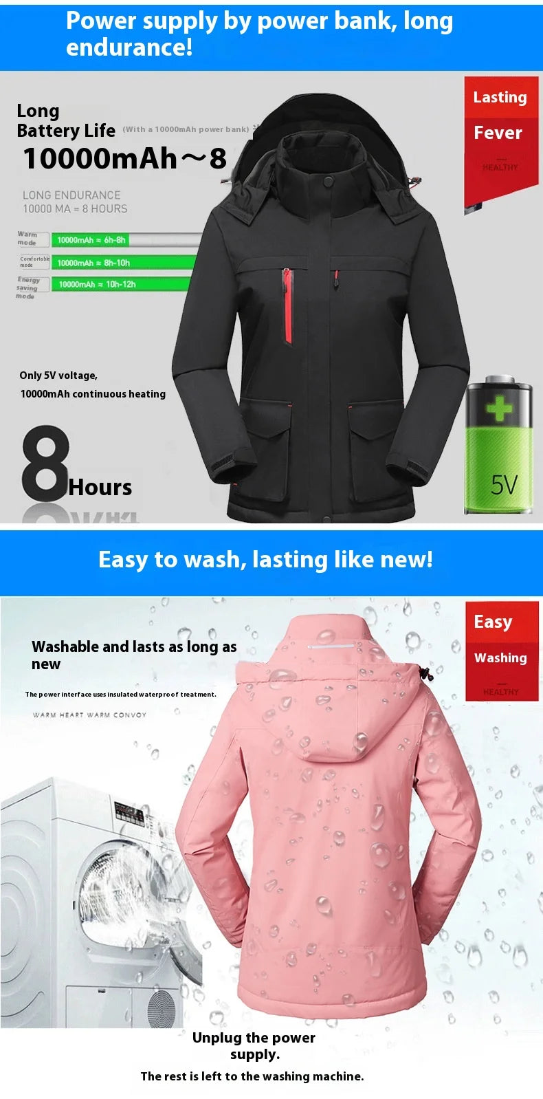 Intelligent Heating Jacket Men Women Electric Thermal Warm Winter Coat Charging Heated Windproof Outdoor Sports Skiing Jacket