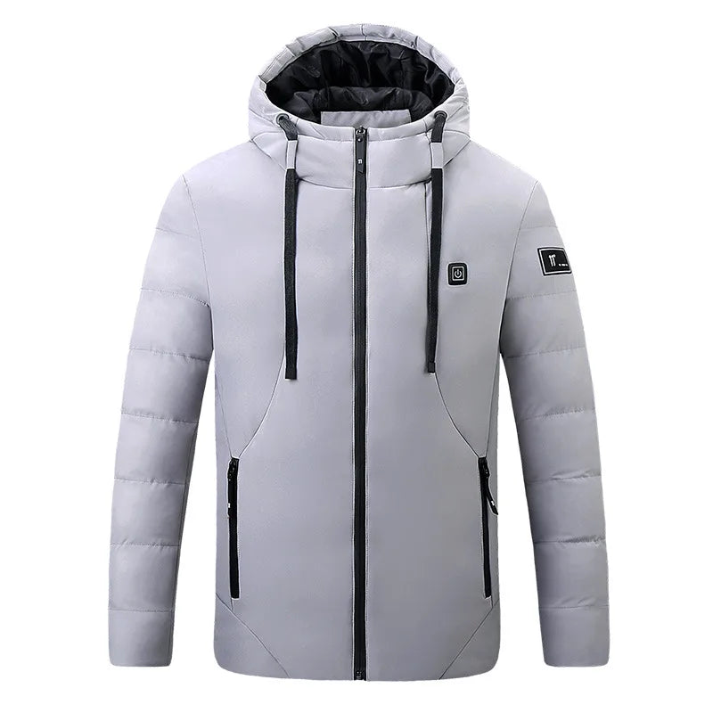 Smart Heating Cotton Jacket for Men with USB Hood Electric Thermal Constant Temperature Clothing Warm Polyester Inner Fabric
