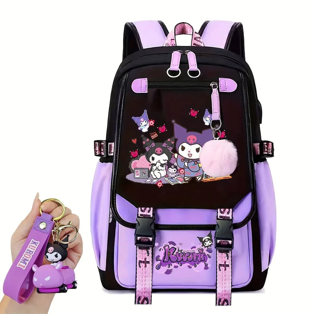Kuromi Cartoon Backpack Hello Kitty Large Capacity Cute Laptop Travel Bag Shoulder Handbag for Student