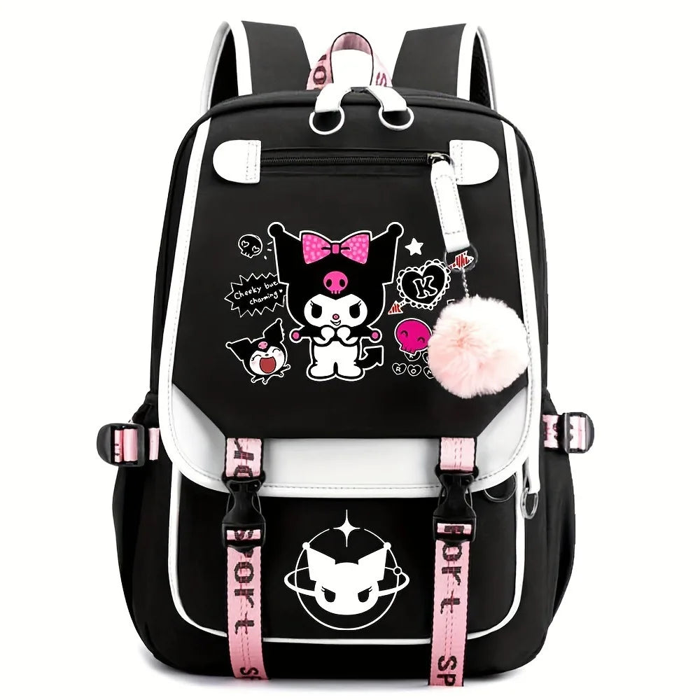 Kuromi Cartoon Backpack Hello Kitty Large Capacity Cute Laptop Travel Bag Shoulder Handbag for Student
