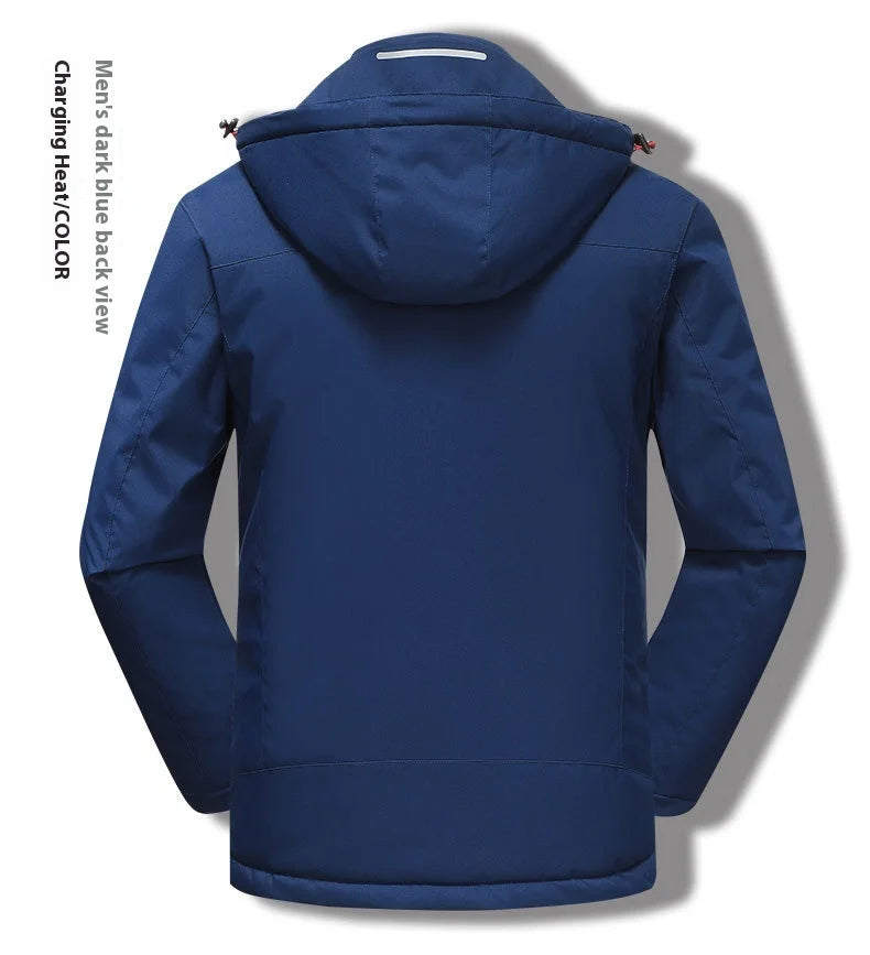 Intelligent Heating Jacket Men Women Electric Thermal Warm Winter Coat Charging Heated Windproof Outdoor Sports Skiing Jacket