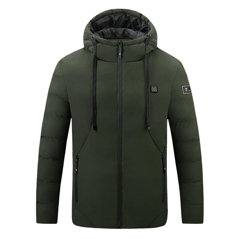 Smart Heating Cotton Jacket for Men with USB Hood Electric Thermal Constant Temperature Clothing Warm Polyester Inner Fabric