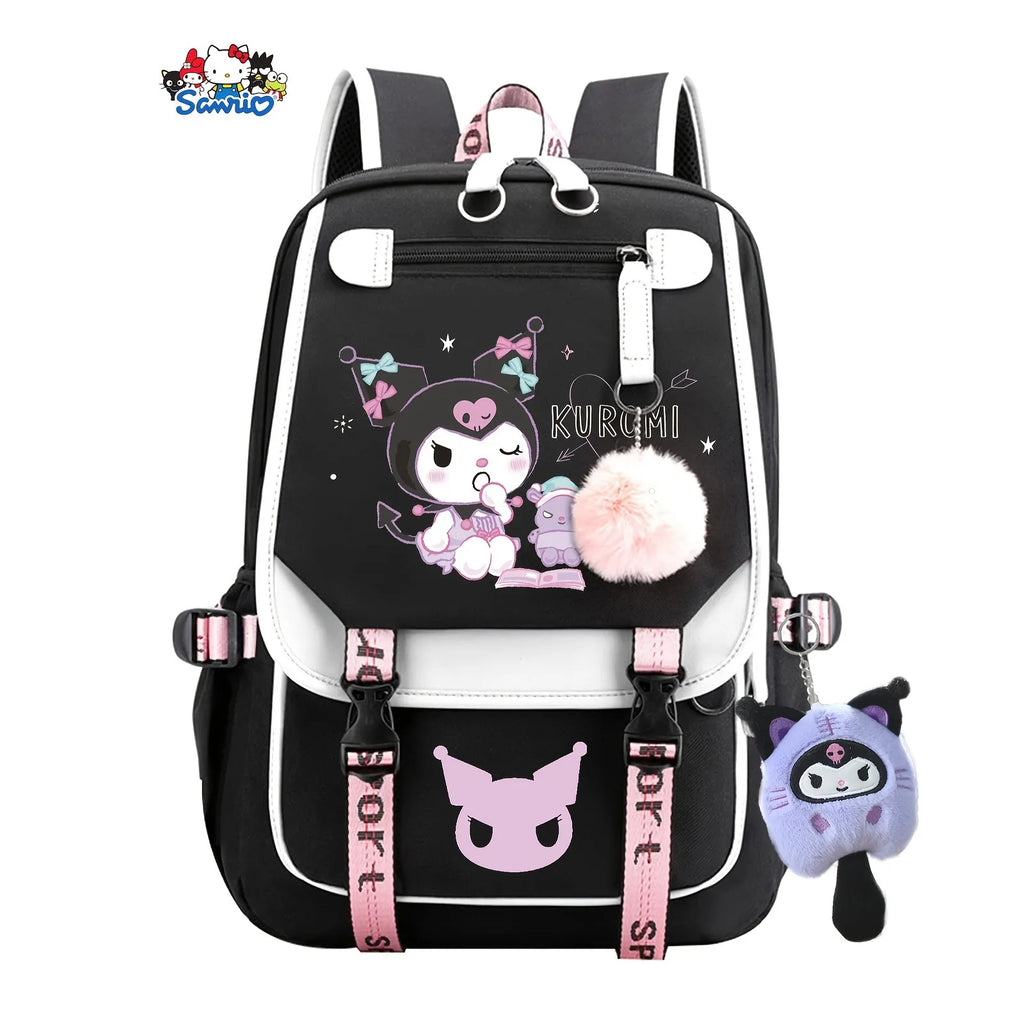 Kuromi Cartoon Backpack Hello Kitty Large Capacity Cute Laptop Travel Bag Shoulder Handbag for Student