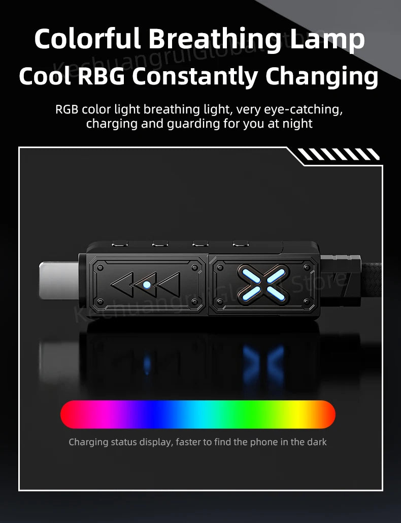 Transformers PD 240W Metal Nylon USB Charger Cable for iPhone 16 15 14 13 Pro Max 5A Fast Charging Data Cord 2M Braided Wire RGB
