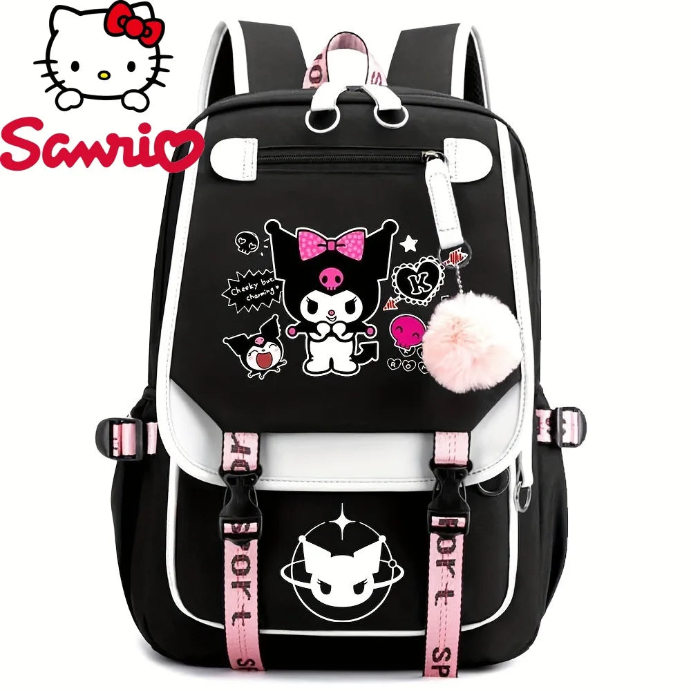 Kuromi Cartoon Backpack Hello Kitty Large Capacity Cute Laptop Travel Bag Shoulder Handbag for Student