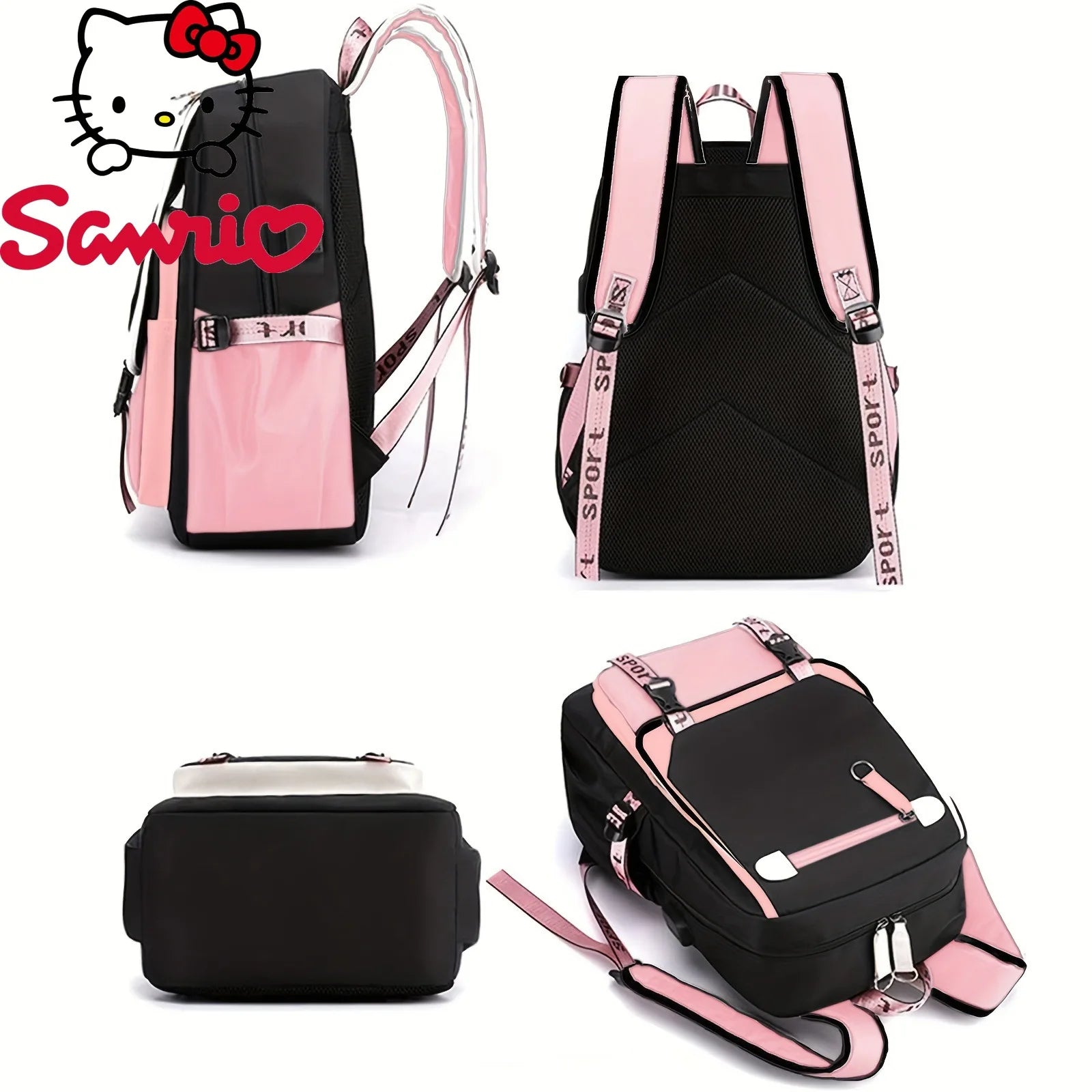 Kuromi Cartoon Backpack Hello Kitty Large Capacity Cute Laptop Travel Bag Shoulder Handbag for Student