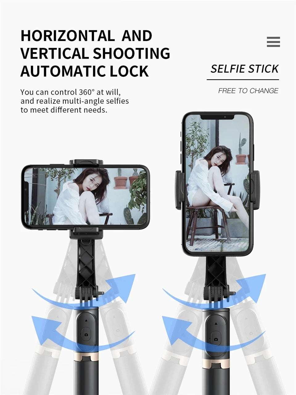 2025 NEW Gimbal Stabilizer Selfie Stick Foldable Wireless Tripod with Bluetooth Shutter Monopod for IOS Android