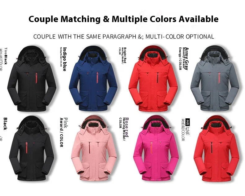 Intelligent Heating Jacket Men Women Electric Thermal Warm Winter Coat Charging Heated Windproof Outdoor Sports Skiing Jacket
