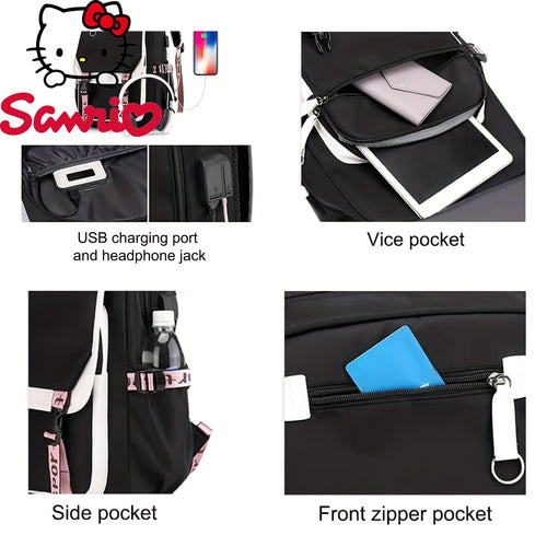 Kuromi Cartoon Backpack Hello Kitty Large Capacity Cute Laptop Travel Bag Shoulder Handbag for Student